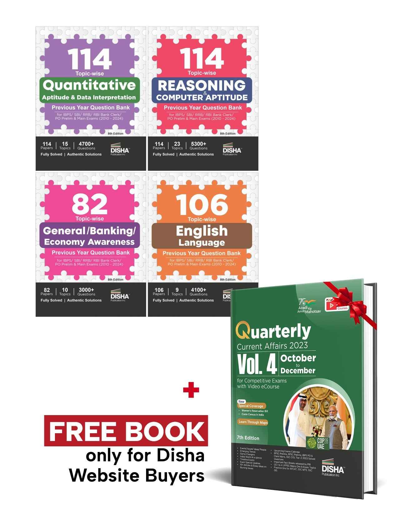 114 Topic-wise Reasoning/ Quantitative Aptitude/ English/ General Awareness Solved Papers for IBPS/ SBI/ RRB/ RBI Bank Clerk/ PO Prelim & Main Exams (2010 - 24) Combo 8th Edition - Image 2