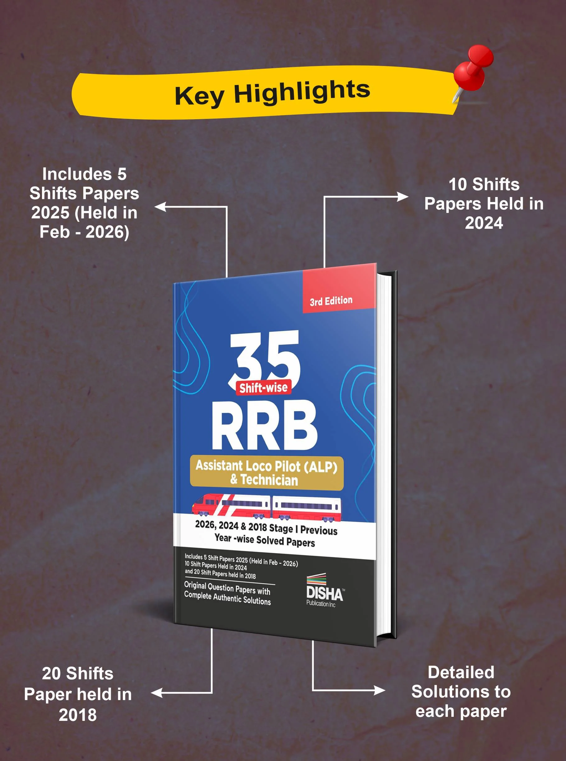 Disha 35 Shift-wise RRB Assistant Loco Pilot (ALP) & Technician with 2026, 2024 & 2018 Stage I Previous Year-wise Solved Papers 3rd Edition | Indian Railway Recruitment Board - Image 3