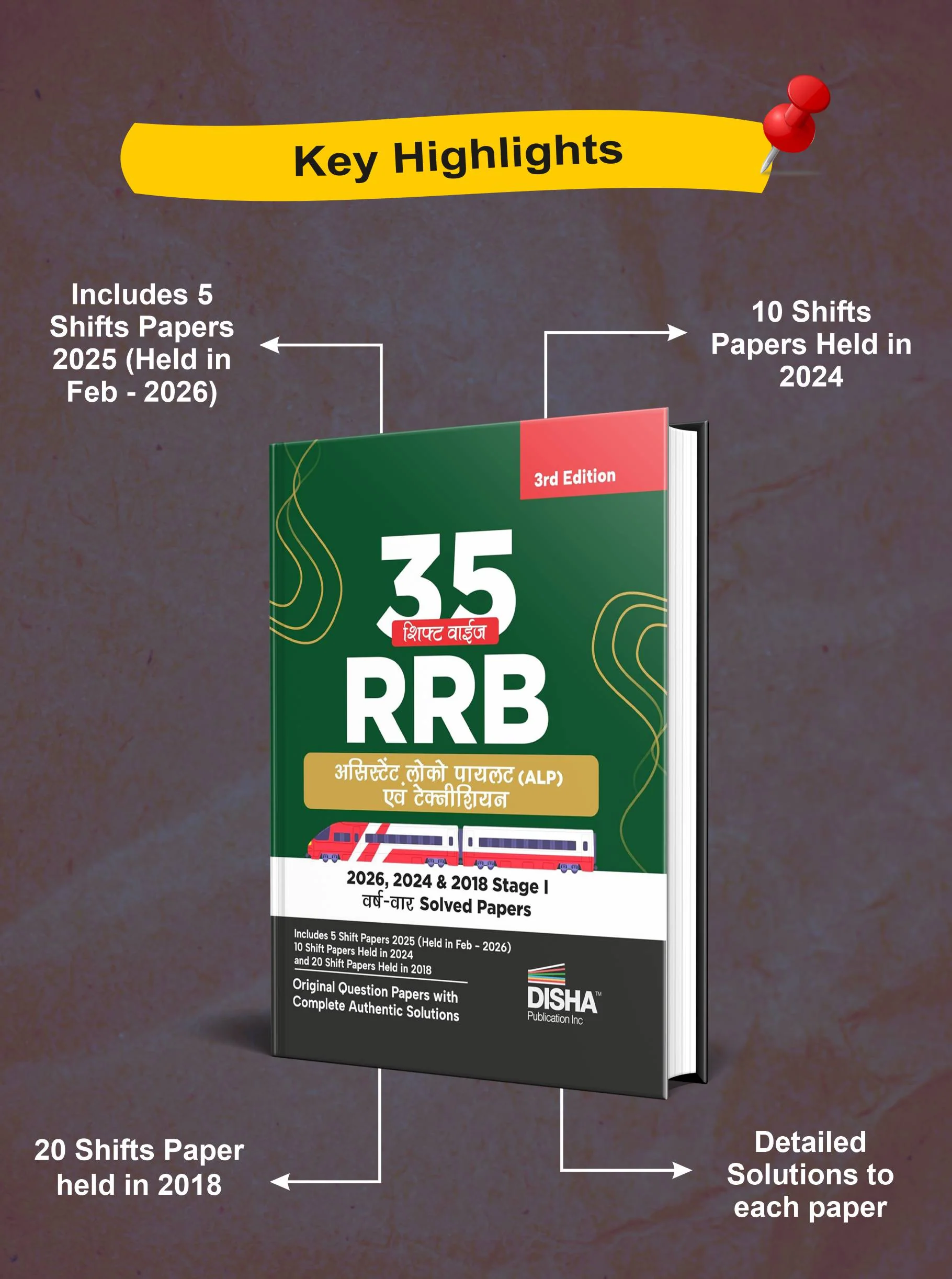 35 Shift-wise RRB Assistant Loco Pilot (ALP) & Technician with 2026, 2024 & 2018 Stage I Varsh-vaar Solved Papers 4rd Hindi Edition | Bhartiya Railway Recruitment Board - Image 3