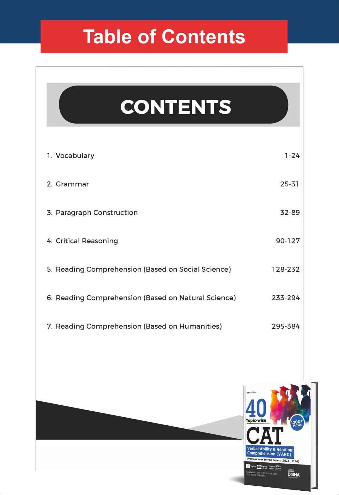 Old Edition - Disha 40 Topic-wise CAT QA, DILR & VARC Previous Year Solved Papers (2024 - 1994) - set of 3 Books 18th Edition | PYQs | DI & Logical Reasoning, Quantitative, Verbal Ability & Reading Comprehension - Image 6