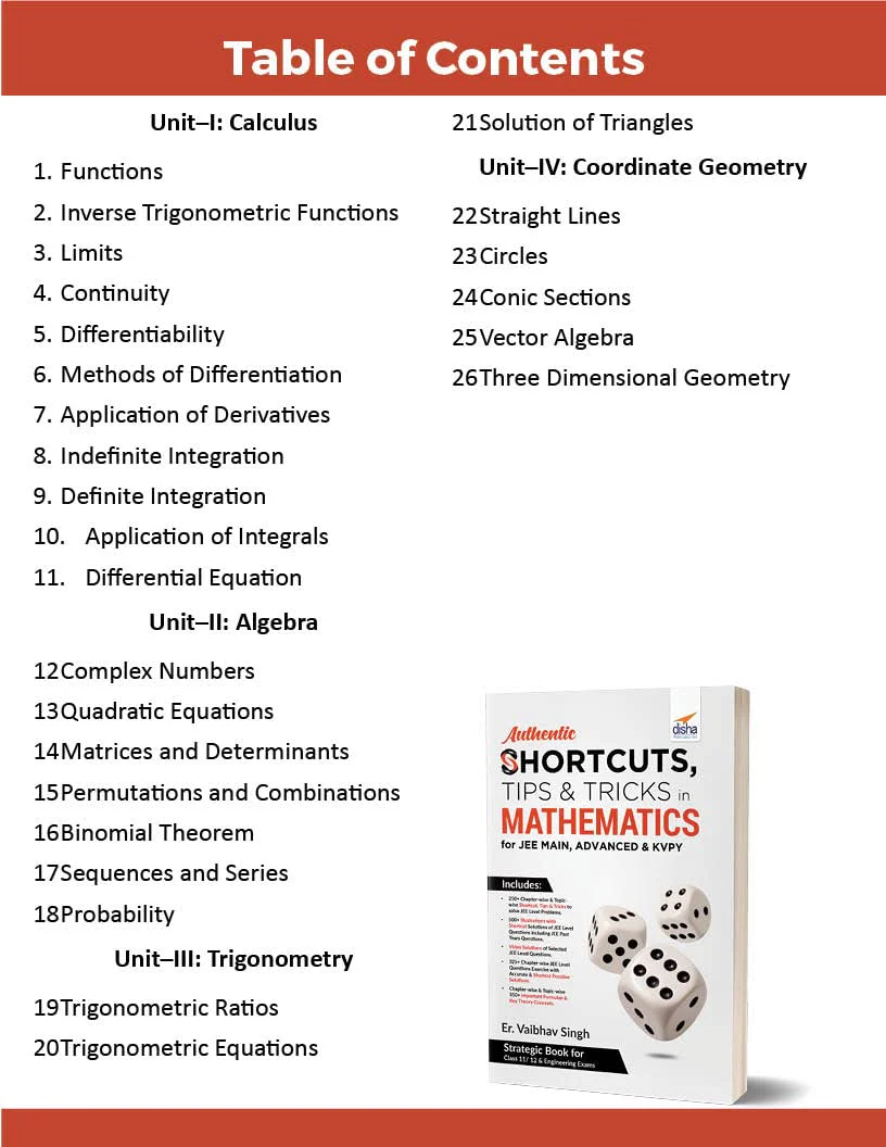 Disha Authentic SHORTCUTS, TIPS, TRICKS & TECHNIQUES in MATHEMATICS for JEE Main, Advanced & KVPY - Image 3