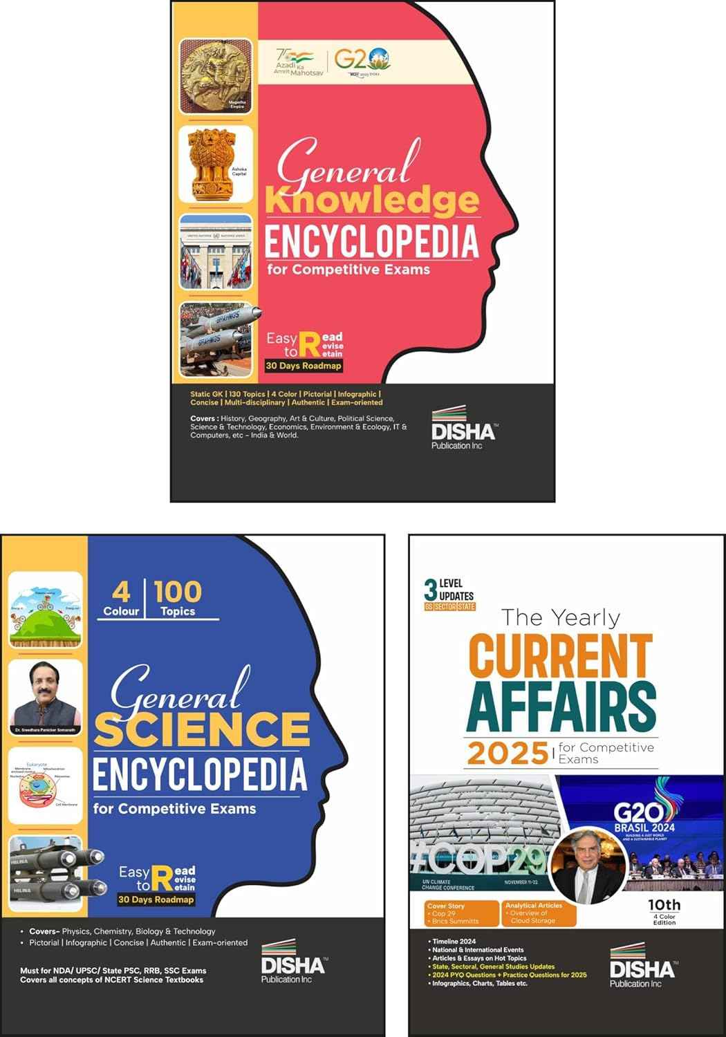 Old Edition - Disha Color Combo (set of 3 Books) General Knowledge & Science Encyclopaedia with Yearly Current Affairs 2025 for Competitive Exams 3rd Edition | GK | UPSC, PSC, SSC, Bank, NDA, CDS, CAPF - Image 2
