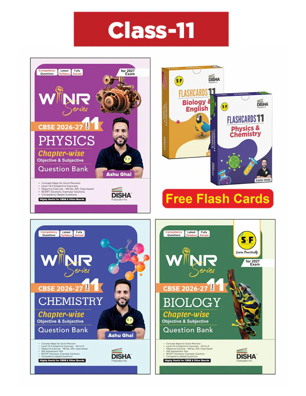 Combo (3 Books) WINR Series CBSE 2026-27 Class 11 Physics, Chemistry & Biology Chapter-wise Objective & Subjective Question Bank with FREE Flash Cards | For 2027 Exam | Fully Solved