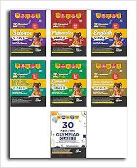 Old Edition - Disha Olympiad Combo Class 3 (set of 7 books)   Science, Maths, English, Logical Reasoning, Cyber (Computer) & GK | 4th Edition | Theory, PYQs & Practice Exercise | 30 Mock Tests | SOF Syllabus