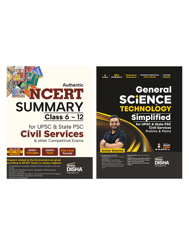 Combo Offer - Authentic NCERT Summary (Class 6–12) + General Science & Technology Simplified Combo | UPSC & State PSC Civil Services | NCERT One-Liners, Infographics, Mind Maps, PYQs & More