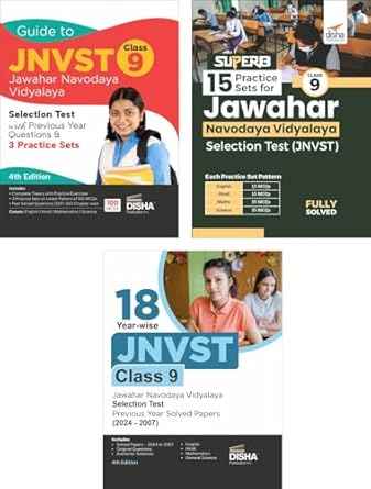 Combo (set of 3 Books) Study Package for JNVST Class 9 Jawahar Navodaya Vidyalaya Selection Test - Guide + Previous Year Solved Papers + Practice Sets 4th Edition
