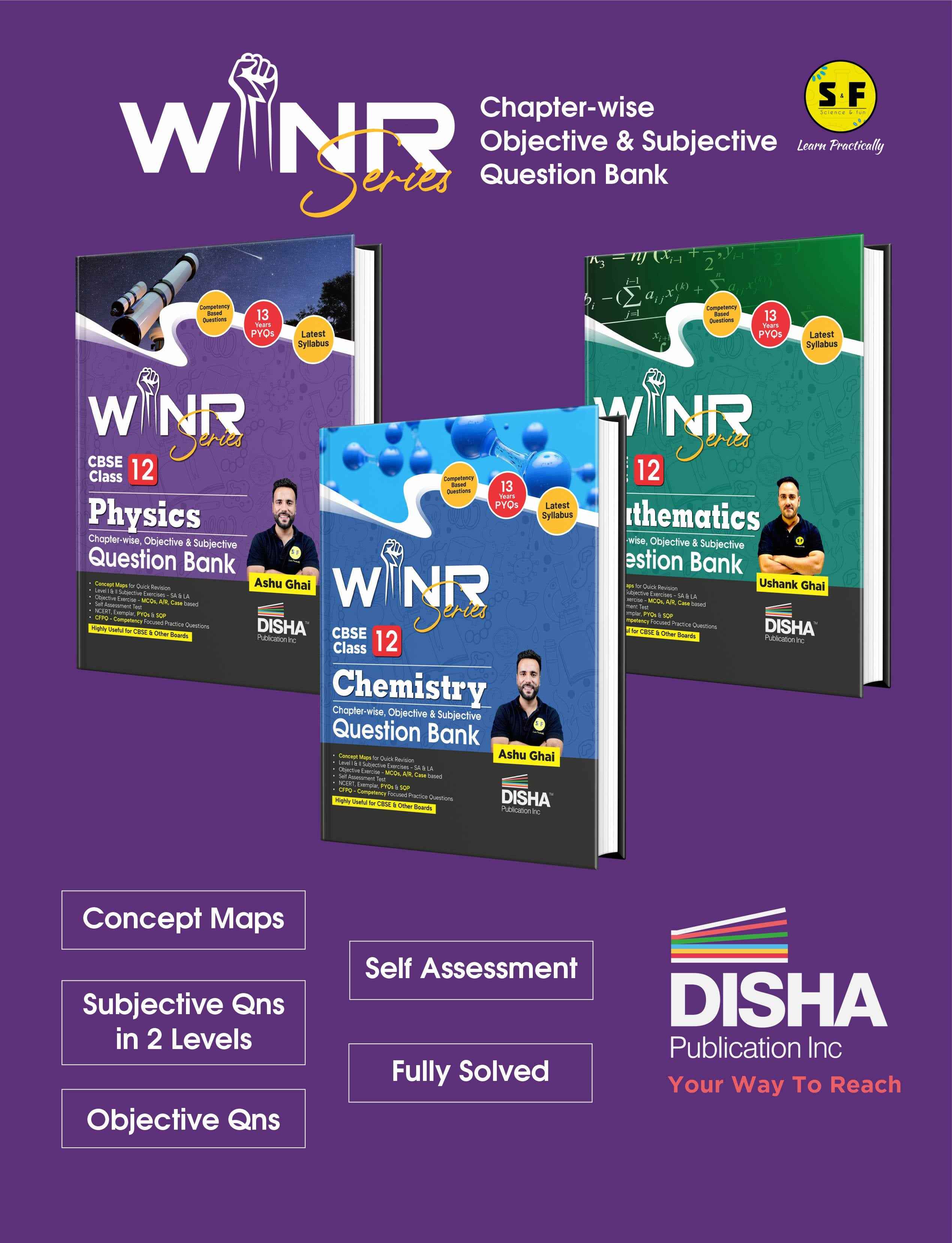 Disha Combo (set of 3 Books) WINR Series CBSE Class 12 Physics, Chemistry & Mathematics Chapter-wise Objective & Subjective Question Bank | New Syllabus | For 2026 Exam | Fully Solved | Competency (CFPQ) Questions - Image 5