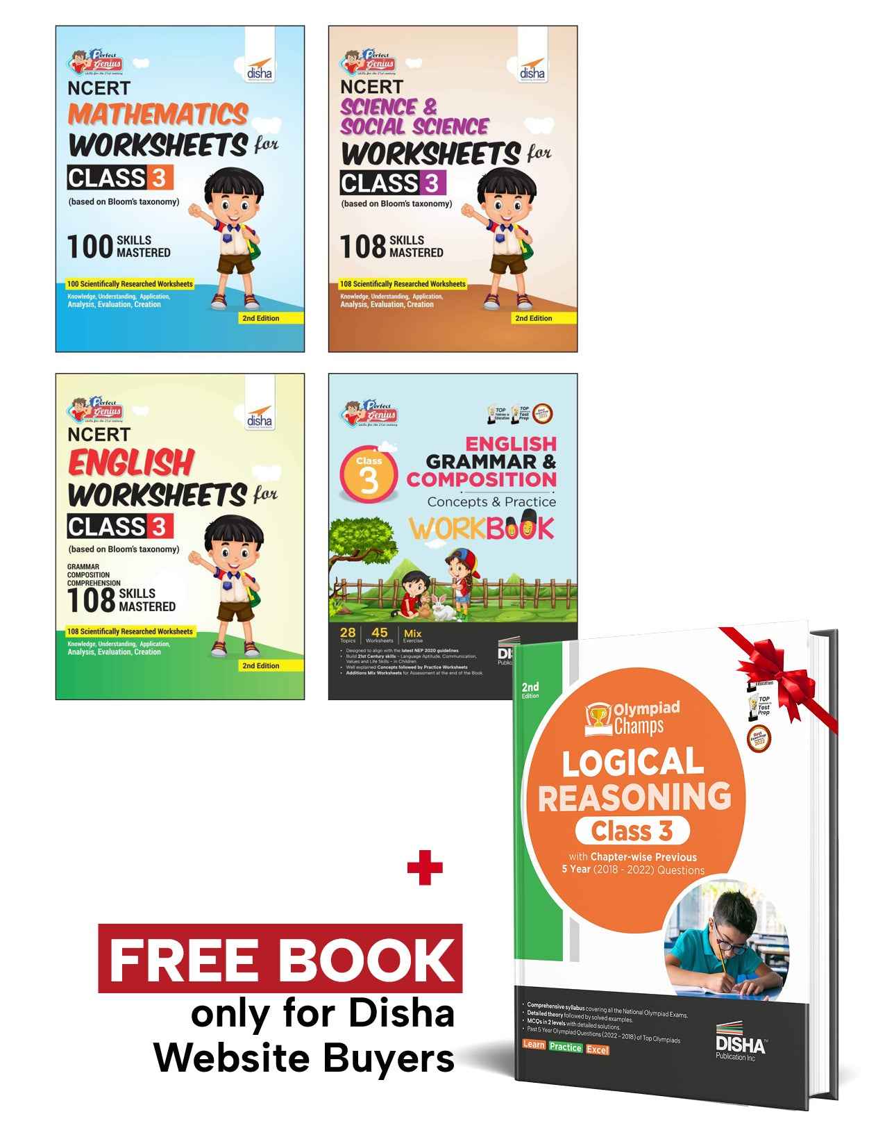 Combo (set of 4 Books) Perfect Genius Class 3 NCERT Science, Social Studies, Mathematics, English Grammar & Comprehension Worksheets | Follows NEP 2020 Guidelines | Bloom s Taxonomy