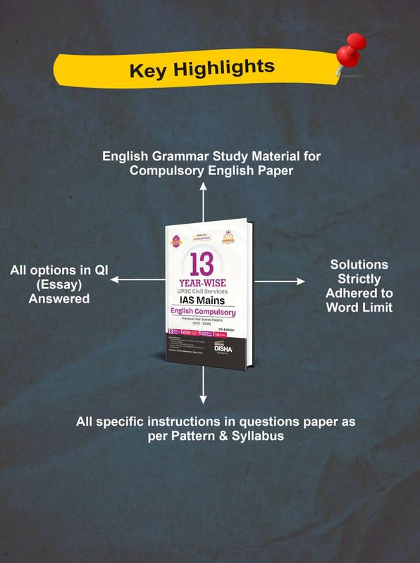 Disha 13 Year-wise UPSC Civil Services IAS Mains English (Compulsory) Previous Year Solved Papers (2013 - 2025) 7th Edn | PYQs Question Bank | Comprehension, Essay Writing, Grammar | For 2026 Exam - Image 5