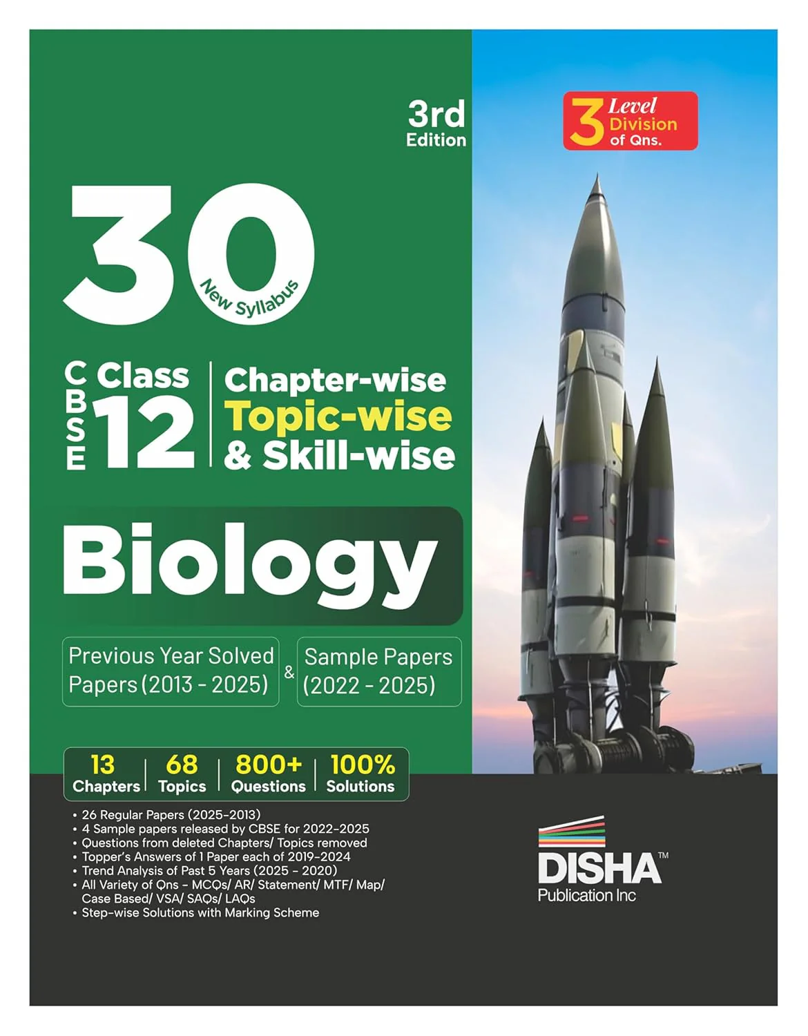 Disha 30 New Syllabus Chapter-wise, Topic-wise & Skill-wise CBSE Class 12 Biology Previous Year Solved Papers (2013 - 2025) & Sample Papers (2022 - 2025) 3rd Edition | PYQs for 2026 Exam