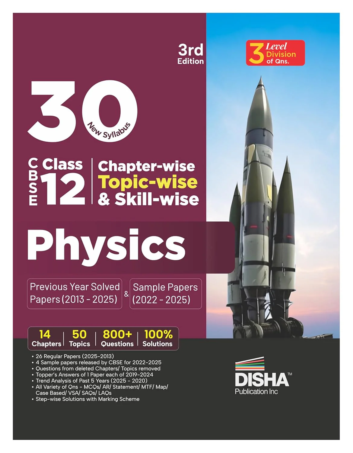 Disha 30 New Syllabus Chapter-wise, Topic-wise & Skill-wise CBSE Class 12 Physics Previous Year Solved Papers (2013 - 2025) & Sample Papers (2022 - 2025) 3rd Edition | PYQs for 2026 Exam