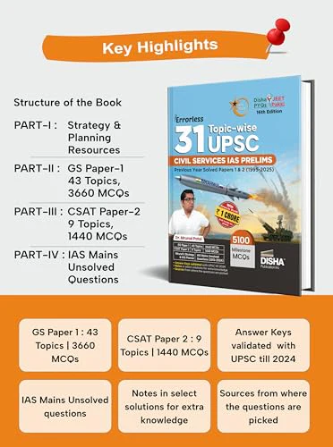 Disha 31 Topic-wise UPSC Civil Services IAS Prelims Previous Year Solved Papers 1 & 2 (1995 - 2025) by Mrunal Patel 16th Edition | General Studies & Aptitude (CSAT) PYQs Question Bank for 2026 Exam - Image 4
