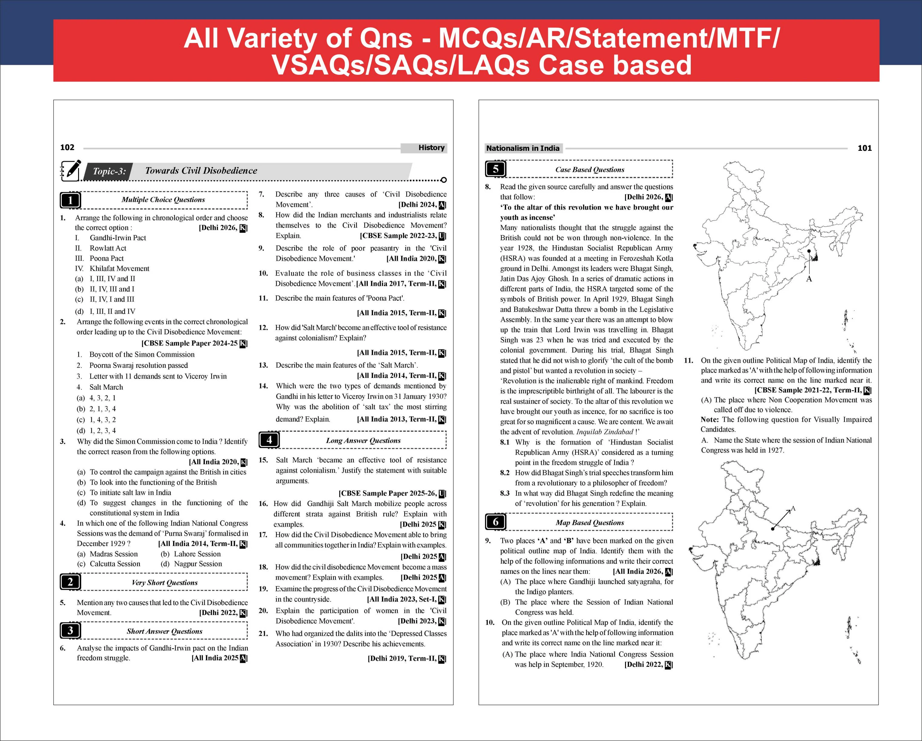 Disha 33 Chapter-wise, Topic-wise & Skill-wise CBSE Class 10 Social Science Previous Year Solved Papers (2013 - 2026) & Sample Papers 4th Edn |PYQ, Notes | CBSE Question Bank Class 10 | 2027 Exam - Image 5
