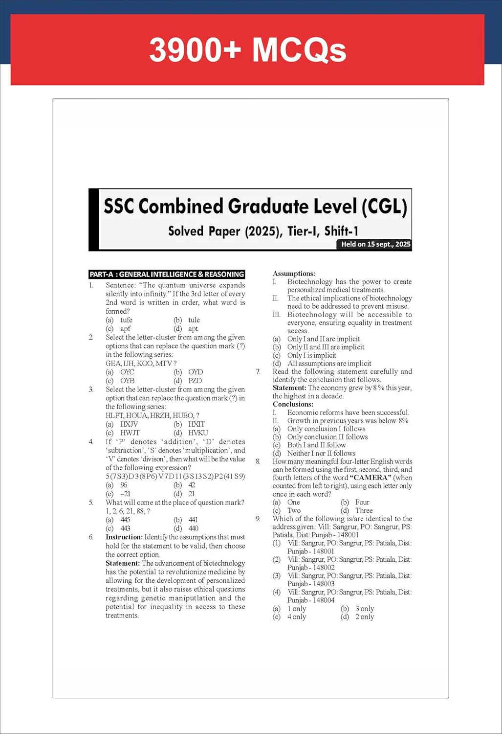 Disha 33 Year-wise SSC CGL Tier I Previous Year Solved Papers (2010 - 2025)with 5 sets of Sep 2025 7th Edition | Combined Graduate Level | PYQs Question Bank - Image 4