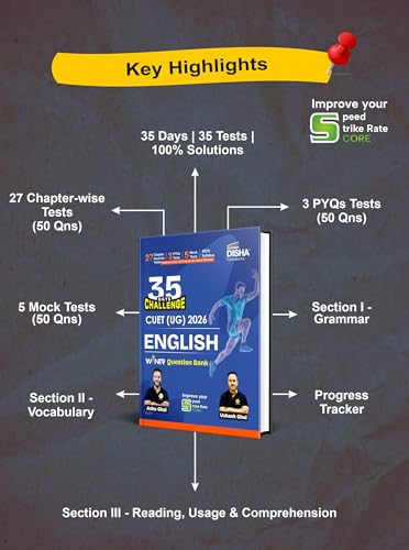 Disha 35 Days Challenge CUET (UG) 2026 English Language WINR Question Bank by Ashu Ghai & Ushank Ghai | PYQs & Practice Question Bank/ Mock Tests | 100% Solutions - Image 4