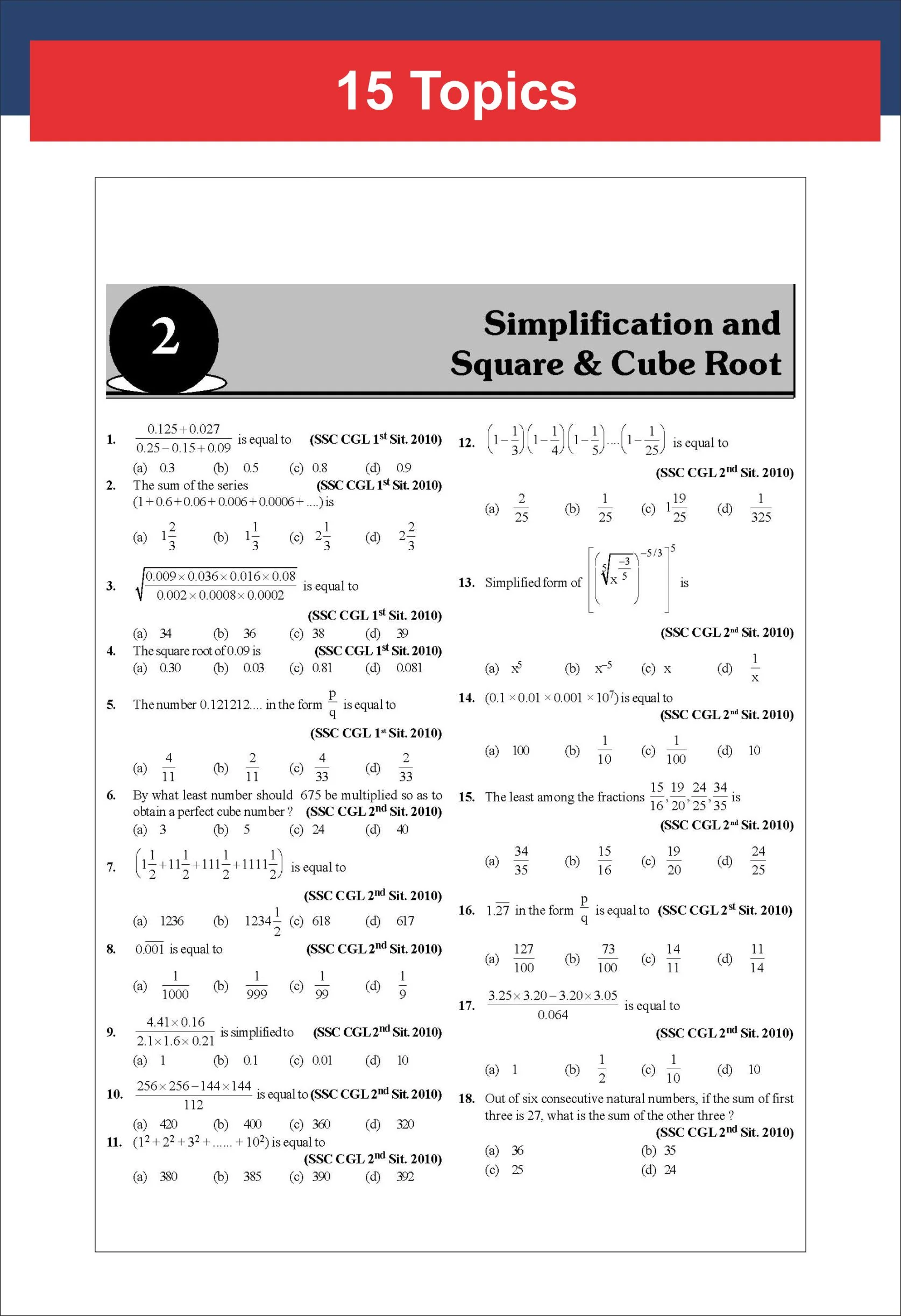 Disha 77 Topic-wise 2026 - 2010 SSC Mathematics Previous Year Question Bank - CGL (Tier I & II), CHSL (Tier I & II), MTS & CPO 8th Edition | Quantitative Aptitude PYQs - Image 8