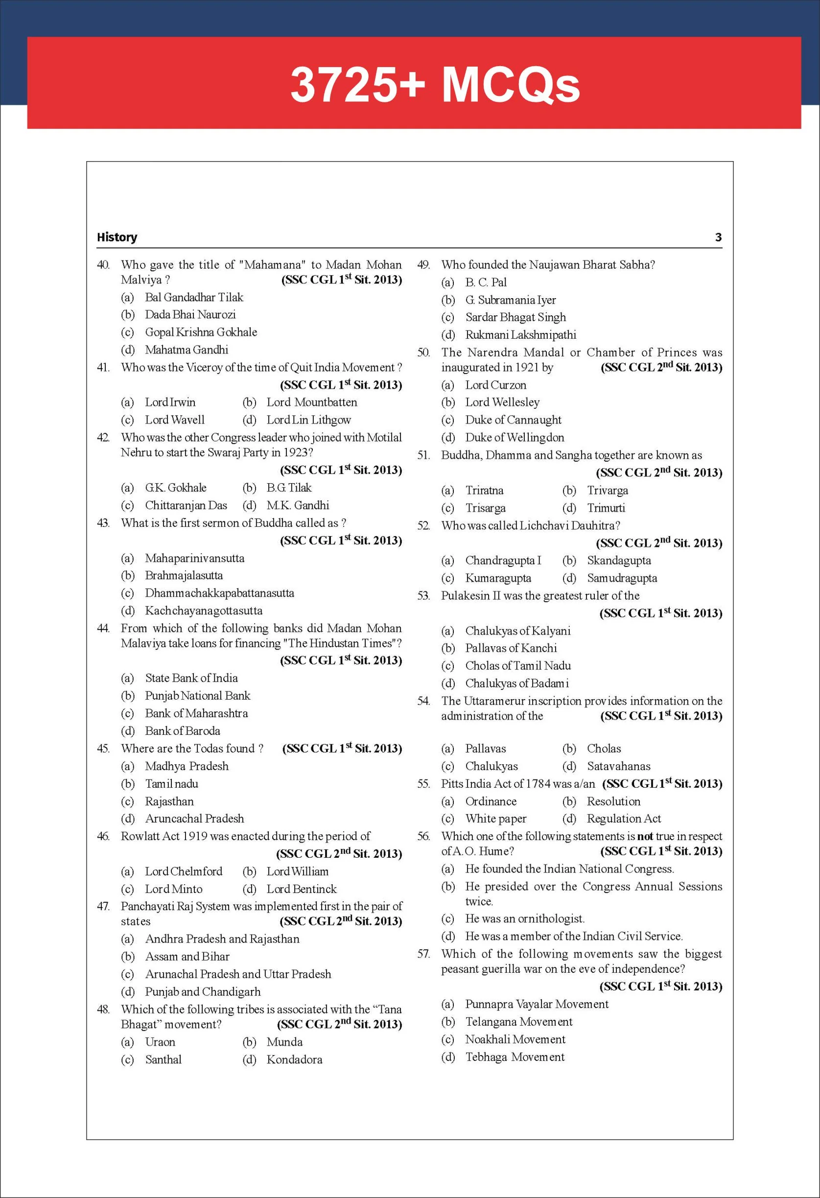 Disha 85 Topic-wise 2026 - 2010 SSC General Awareness Previous Year Question Bank - CGL (Tier I & II), CHSL (Tier I & II), MTS, CPO & Stenographer 8th Edition - Image 9