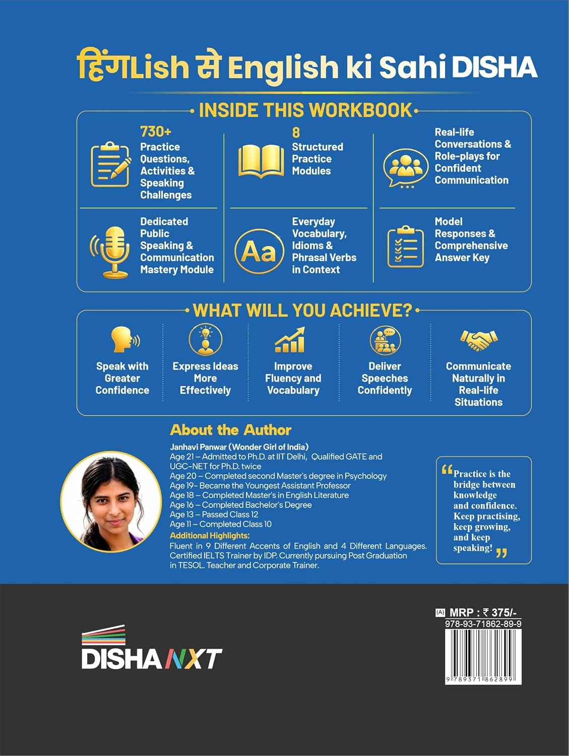 Disha 90 Days Spoken English Course Part II: The Practice Companion for Spoken English Mastery by Jahnvi Panwar, Wonder Girl of India - Image 2