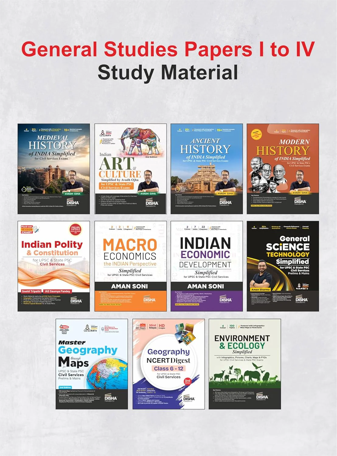 Disha Combo (18 Books) ZENITH + Free Earbuds Worth Rupees 699 - The Pinnacle of Civil Services Preparation - General Studies Papers I to IV, Essay & Ethics Study Material & Practice Question Bank by IAS Toppers & Popular CSE Faculty - Image 2