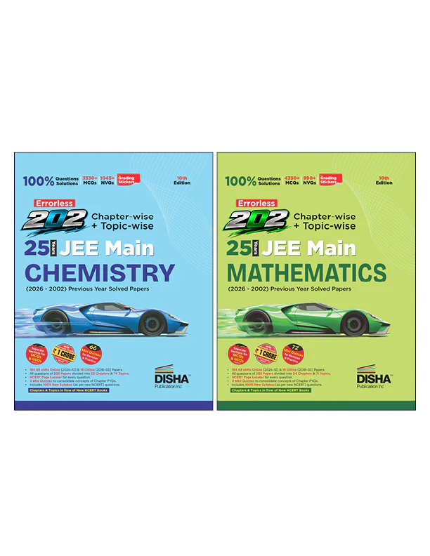 Disha Combo (2 Books) Errorless 202 Chemistry & Mathematics Chapter-wise & Topic-wise 25 Year JEE Main  Previous Year Solved Papers (2026 - 2002) |Fully Solved JEE MAINS PYQ Book | For JEE 2027