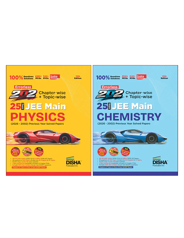 Disha Combo (2 Books) Errorless 202 Physics & Chemistry Chapter-wise & Topic-wise 25 Year JEE Main Previous Year Solved Papers (2026 - 2002) | Fully Solved JEE MAINS PYQ Book | For JEE 2027