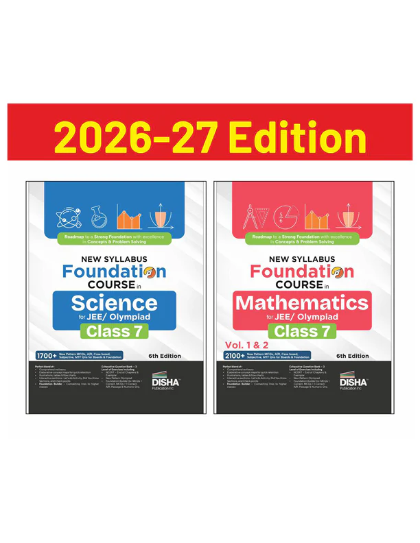 Disha Combo (2 Books) New Syllabus Foundation Course in Science & Mathematics Class 7 for JEE/ NEET/ Boards/ Olympiad Exams 6th Edn | NCERT Class VII Curiosity & Ganita Prakash Part 1 & 2 Concepts