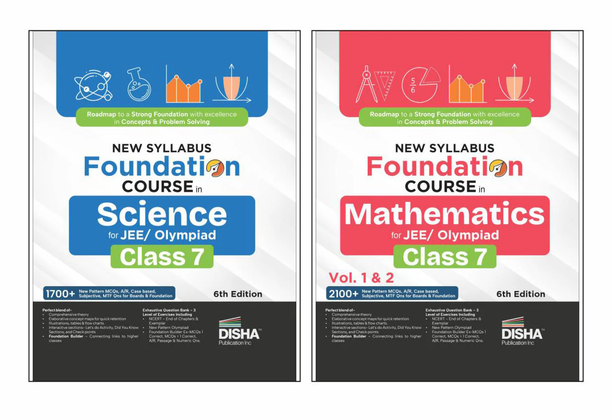Disha Combo (2 Books) New Syllabus Foundation Course in Science & Mathematics Class 7 for JEE/ NEET/ Boards/ Olympiad Exams 6th Edn | NCERT Class VII Curiosity & Ganita Prakash Part 1 & 2 Concepts - Image 2