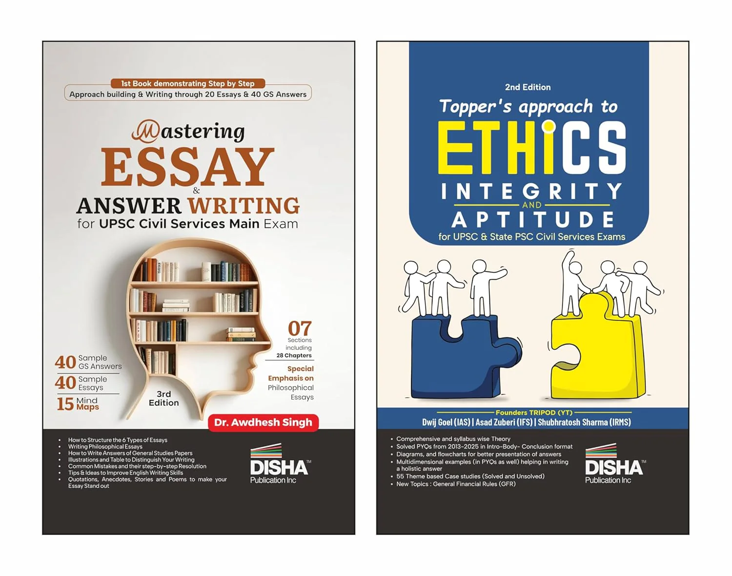 Disha Combo (2 Books) Topper's approach to Ethics, Integrity & Aptitude with Mastering Essay & Answer Writing for UPSC & State PSC Civil Services IAS Mains | General Studies IV | PYQs