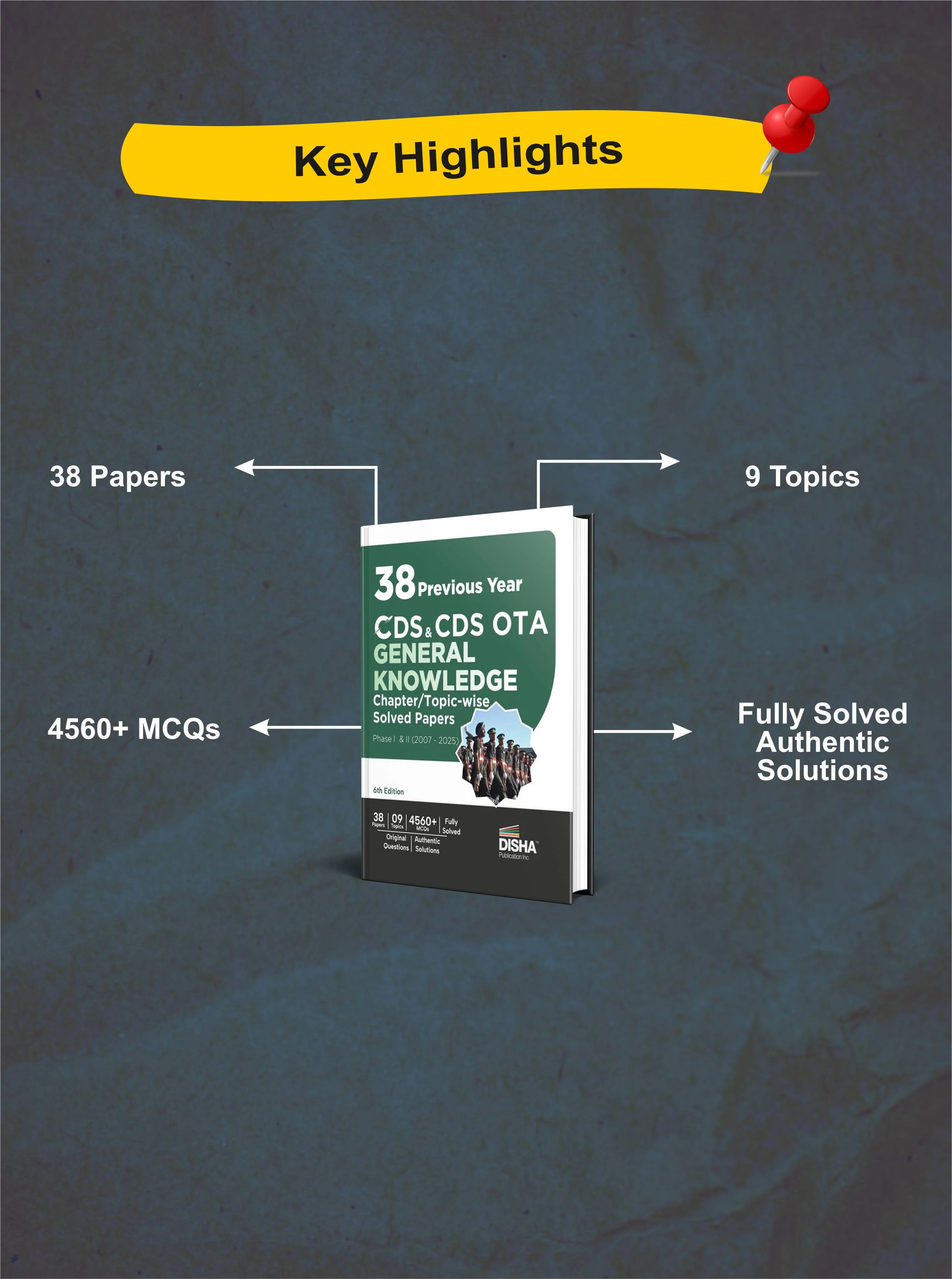 Disha Combo (3 Books) 38 Topic-wise CDS OTA English & General Knowledge Previous Year Solved Papers (2007 - 2025) Phase I & II with Free Quarterly Magazine Issue - 6th Edition | Question Bank - Image 4
