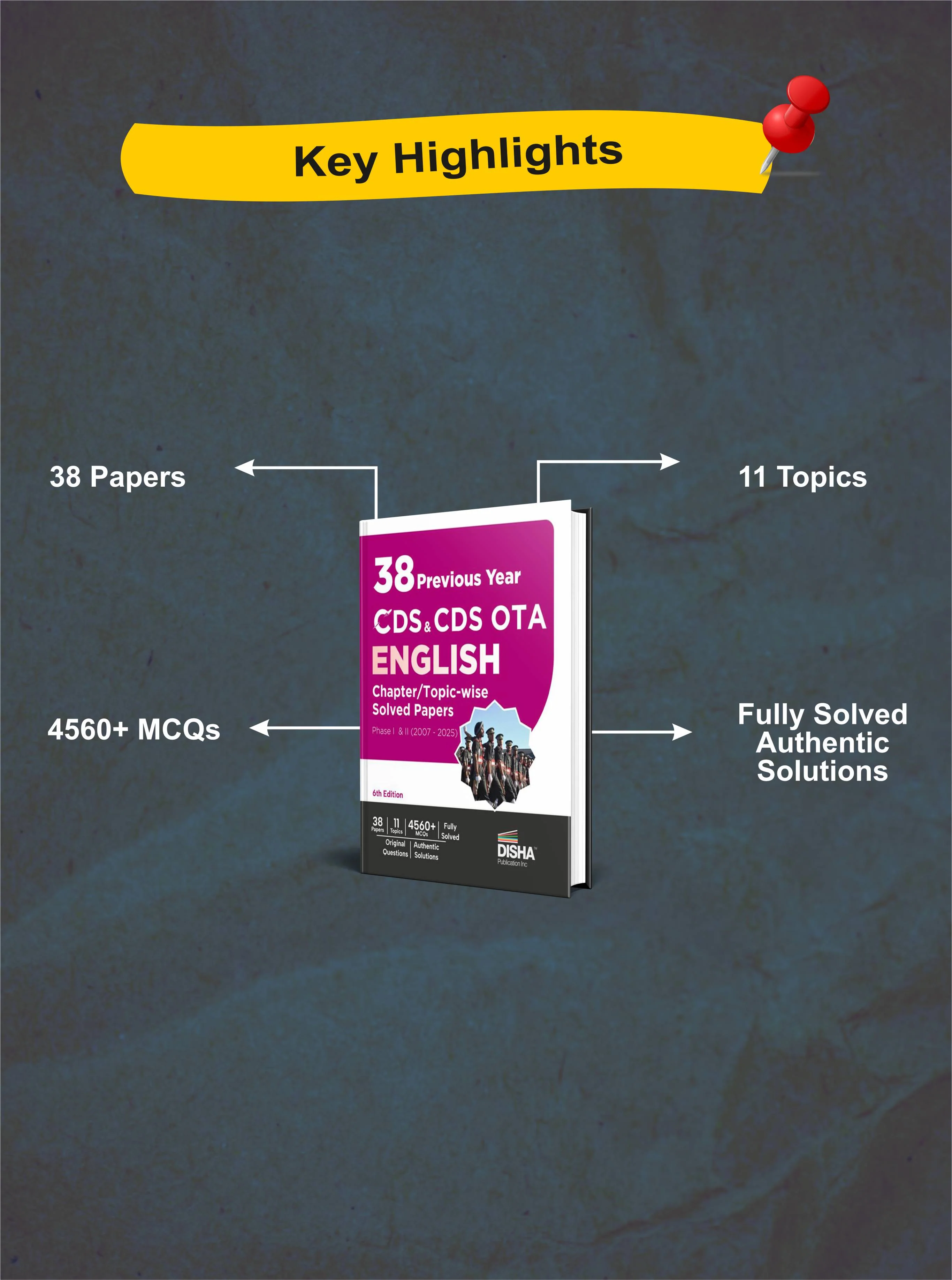 Disha Combo (3 Books) 38 Topic-wise CDS OTA English & General Knowledge Previous Year Solved Papers (2007 - 2025) Phase I & II with Free Quarterly Magazine Issue - 6th Edition | Question Bank - Image 5
