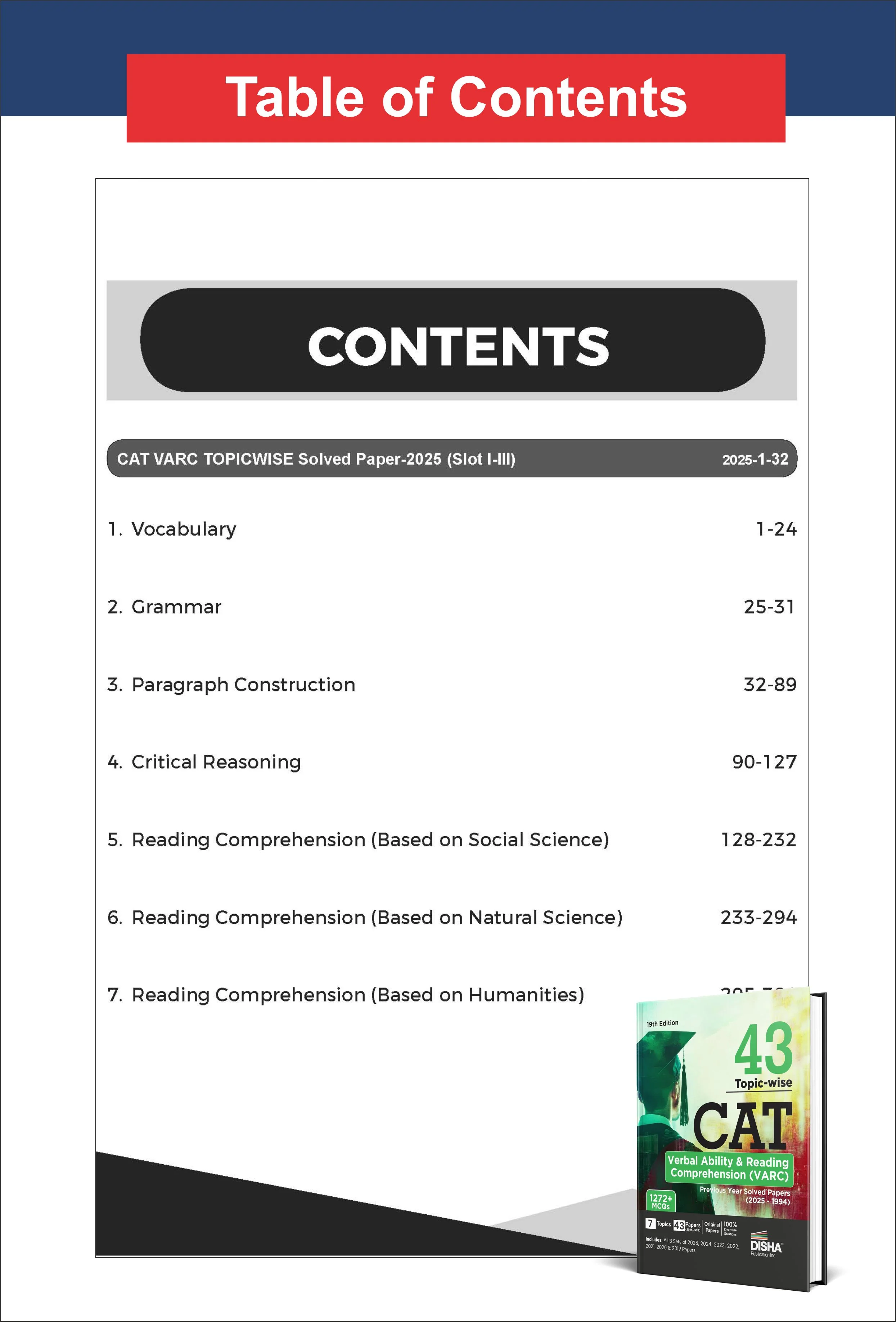 Disha Combo (3 Books) 43 Topic-wise CAT QA, DILR & VARC Previous Year Solved Papers (2025 - 1994) 19th Edn | Previous Year Questions PYQs for CAT 2026 - Image 6