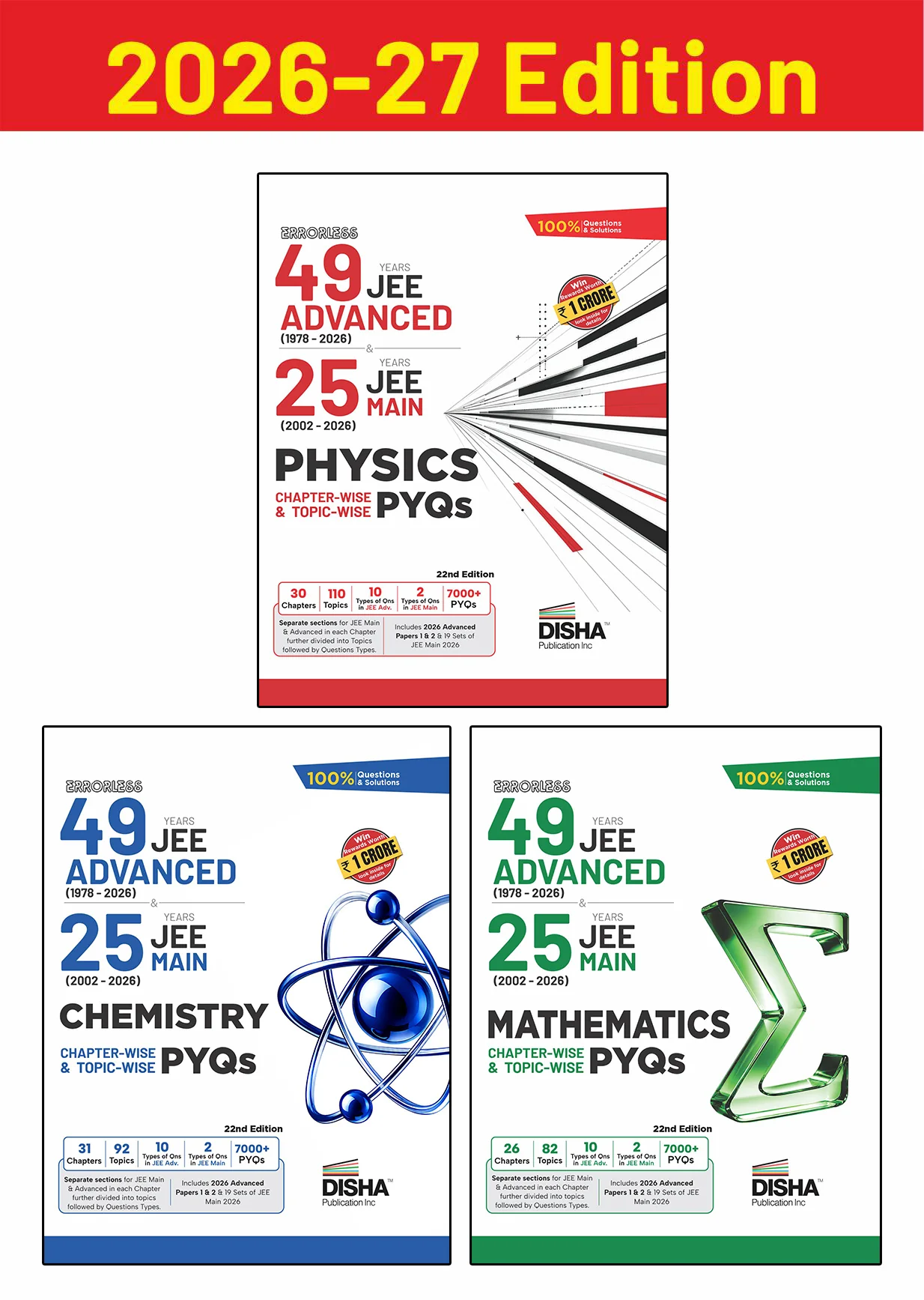 Disha Combo (3 Books) Errorless 49 Years JEE Advanced (1978 - 2026) & 25 Year JEE Main (2002 - 2026) PHYSICS, CHEMISTRY & MATHEMATICS Chapter-wise & Topic-wise PYQs 22nd Edn | For JEE Main & Adv 2027 + Free Physics Flash Card Worth Rupees 299/- - Image 5
