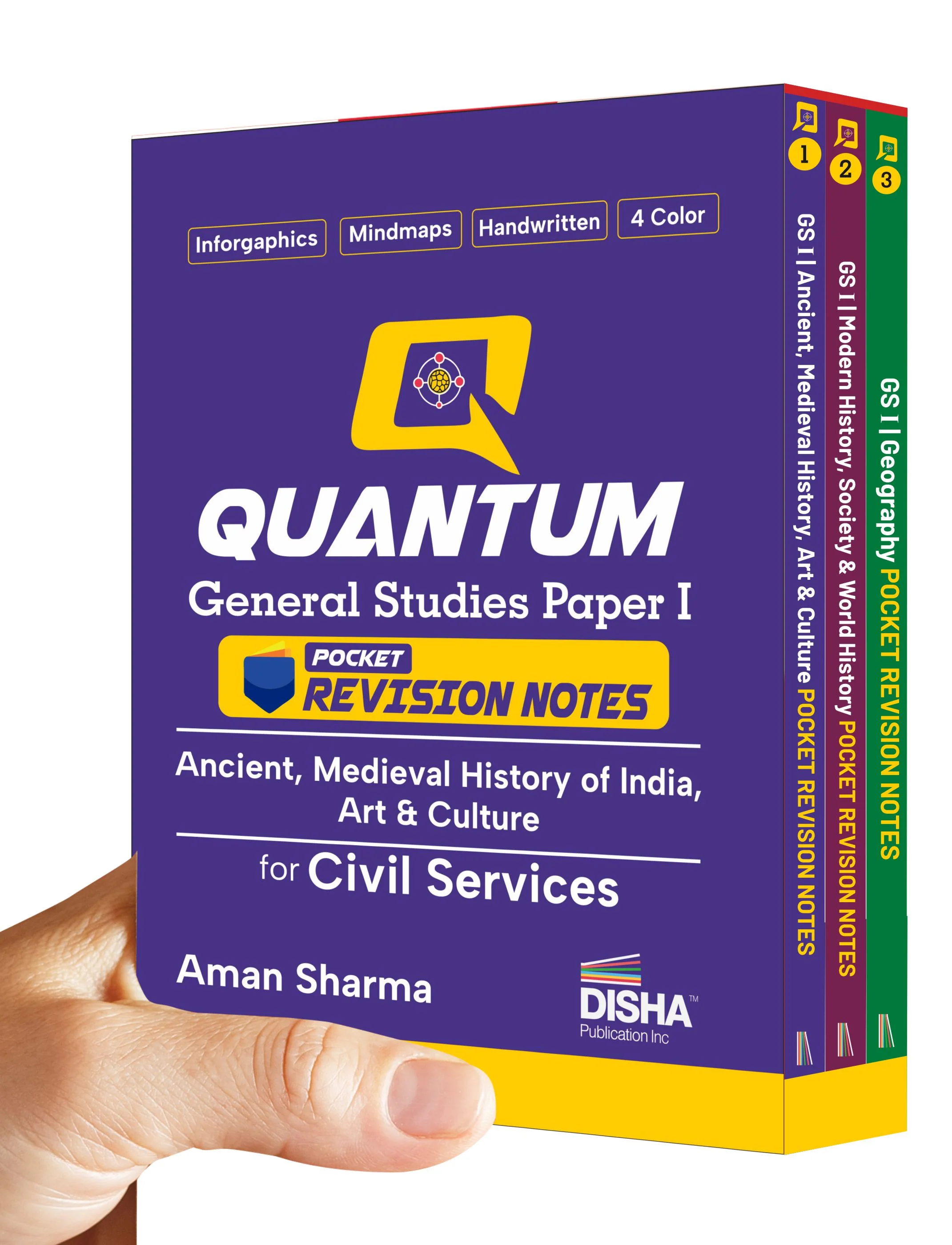 Disha Combo (3 Books) Quantum General Studies Paper I Pocket Revision Notes for Civil Services | UPSC & State PSC Prelims & Mains | four-colour Handwritten Notes | Geography & Indian History