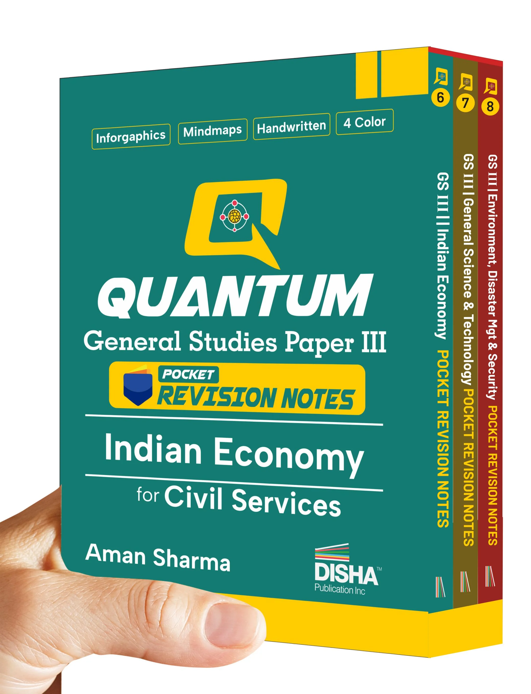 Disha Combo (3 Books) Quantum General Studies Paper III Pocket Revision Notes for Civil Services | UPSC & State PSC Prelims & Mains | four-colour Handwritten | Economy, Environment, Science & Tech