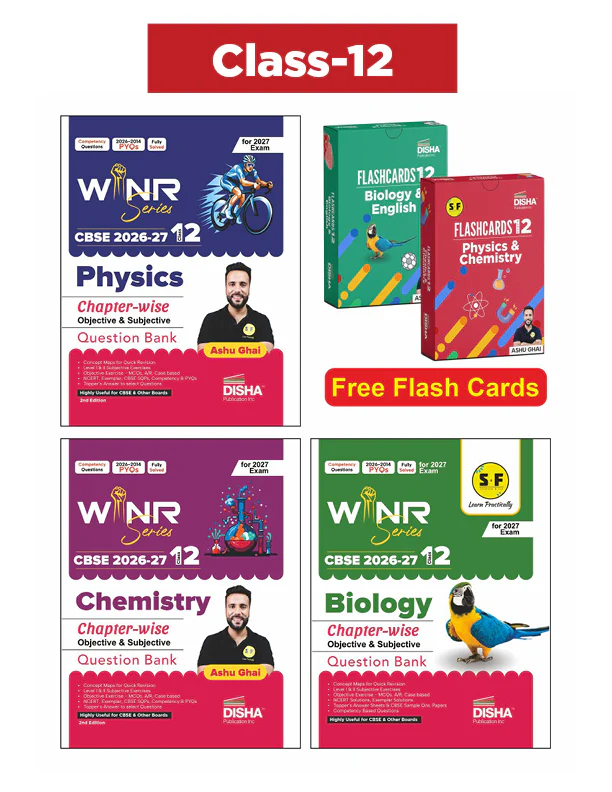 Combo (3 Books) WINR Series CBSE 2026-27 Class 12 Physics, Chemistry & Biology Chapter-wise Objective & Subjective Question Bank with FREE Flash Cards | For 2027 Exam | Fully Solved