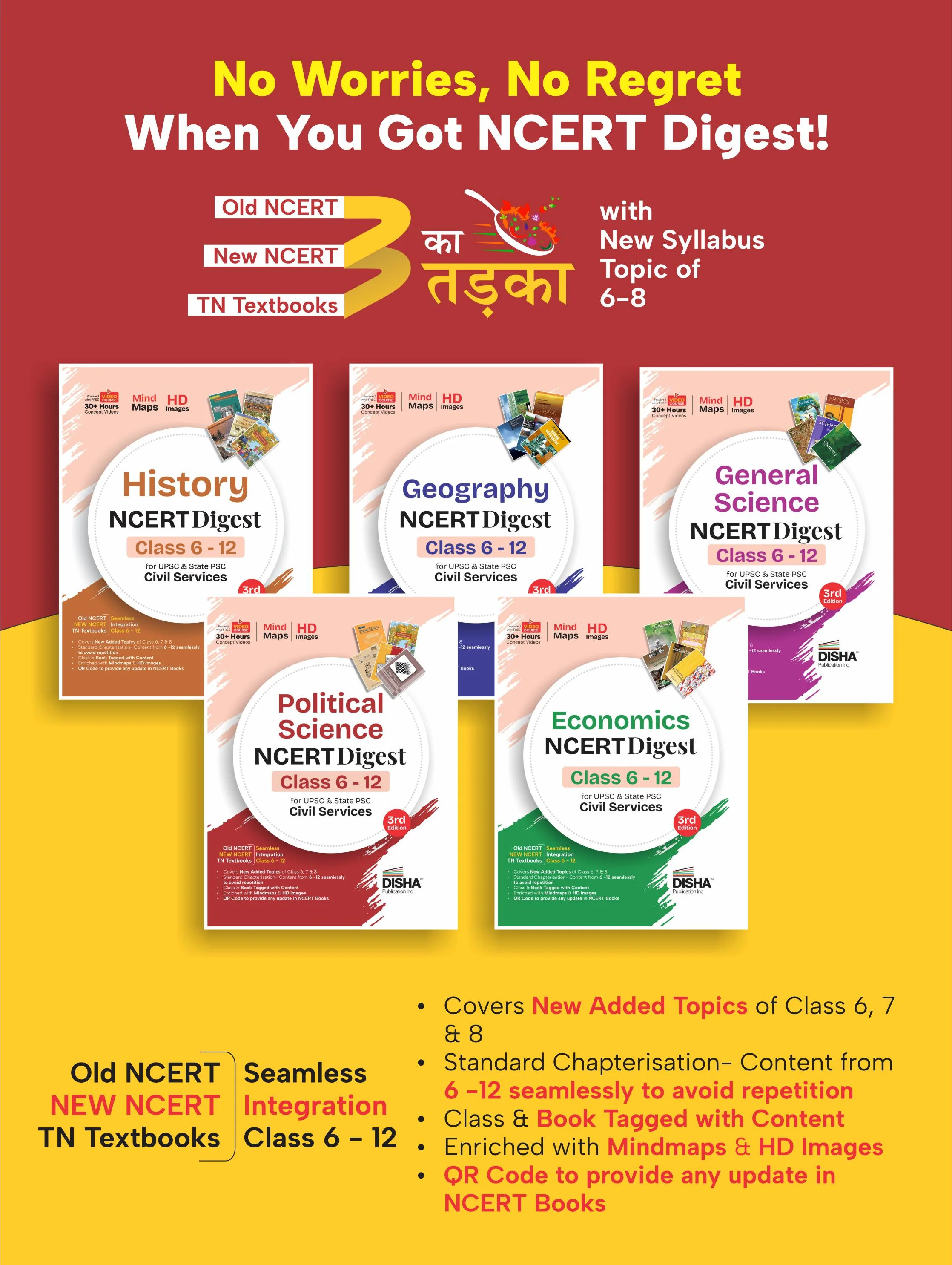 Disha Combo (5 Books) History, Political Science, Economics, Gen Science & Geography NCERT Digest (Class 6 - 12) for UPSC & State PSC Civil Services 3rd Edn | Old + New NCERT + TN | Prelims & Mains - Image 2