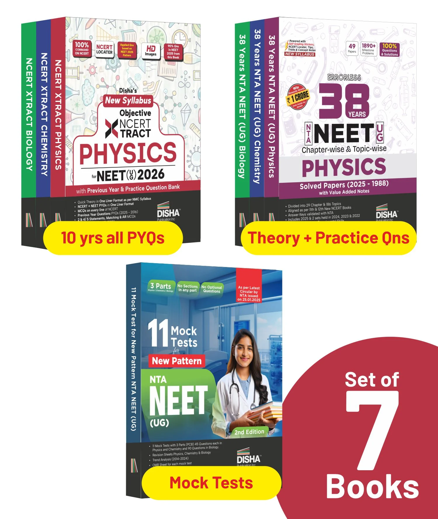 Disha Combo (7 Books) Victory NTA NEET (UG) 2026 New Syllabus Study Notes, Chapter-wise PYQs & Test Series 3rd Edn | Physics, Chemistry & Biology Study Package, PYQs & Mock Tests | 100% Solutions - Image 4