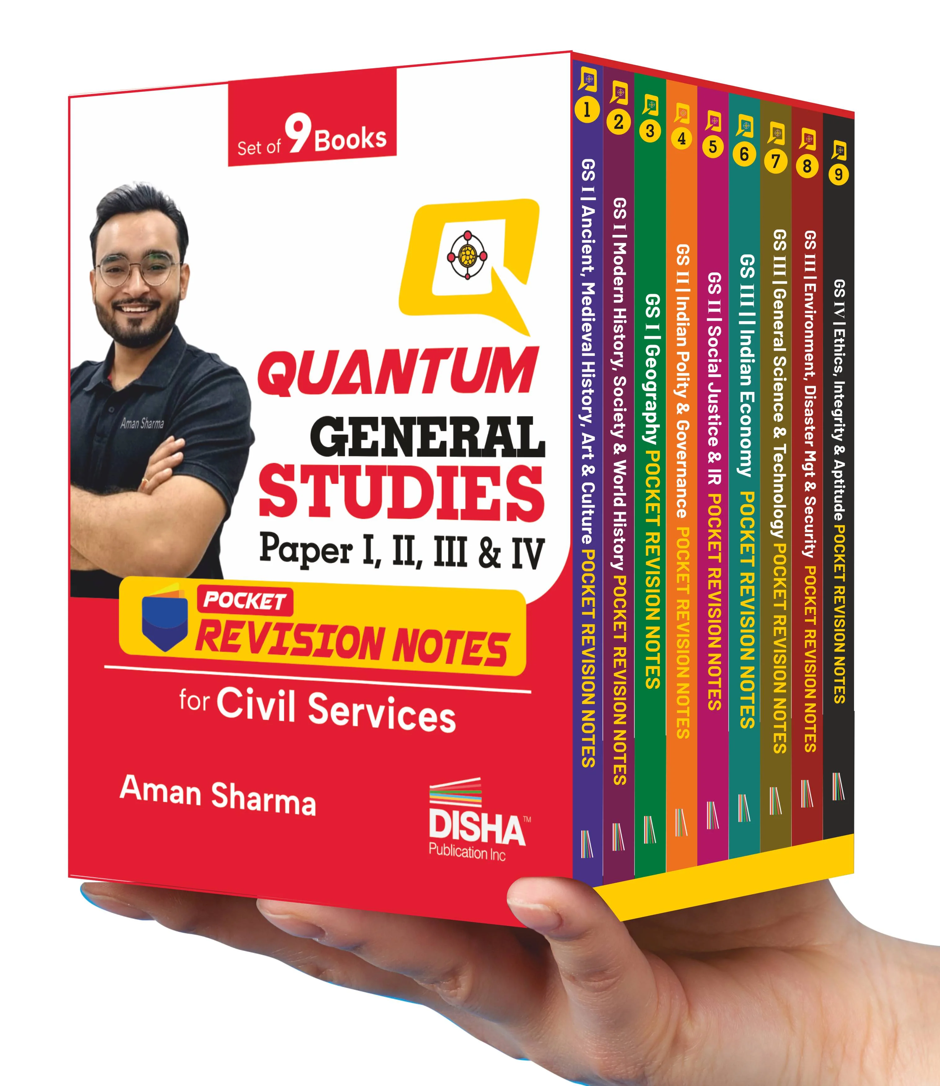 Disha Combo (9 Books) Quantum General Studies Paper I, II, III & IV Pocket Revision Notes for Civil Services | UPSC & State PSC Prelims & Mains | four-colour Handwritten Notes