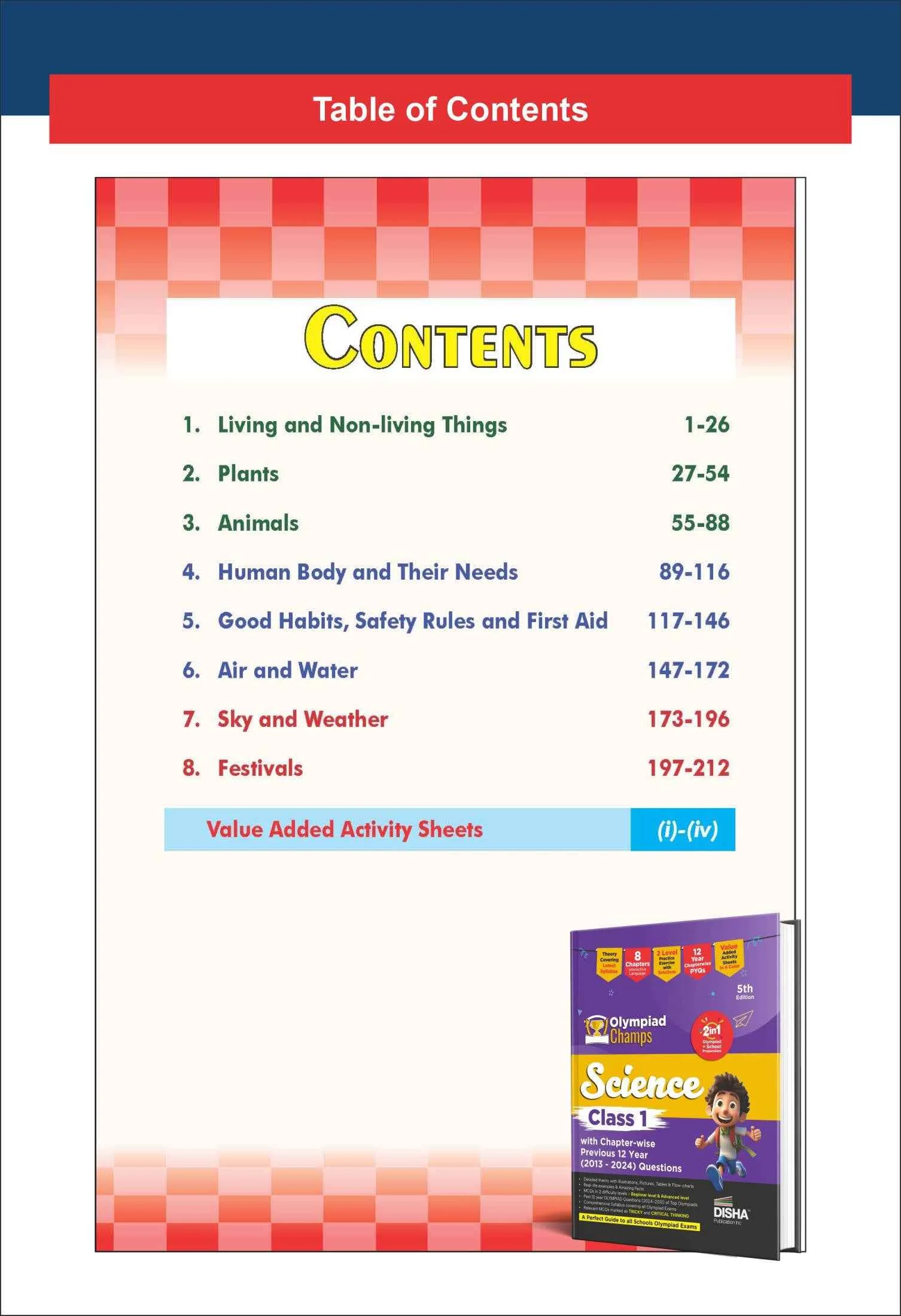 Old Edition - Disha Combo Class 1 (set of 3 Books) Olympiad Champs Science, Maths & English with Previous 12 Year (2013 - 2024) Questions 6th Edition | Theory, PYQs & Practice Exercise | SOF, IMO, NSO, IEO | - Image 3