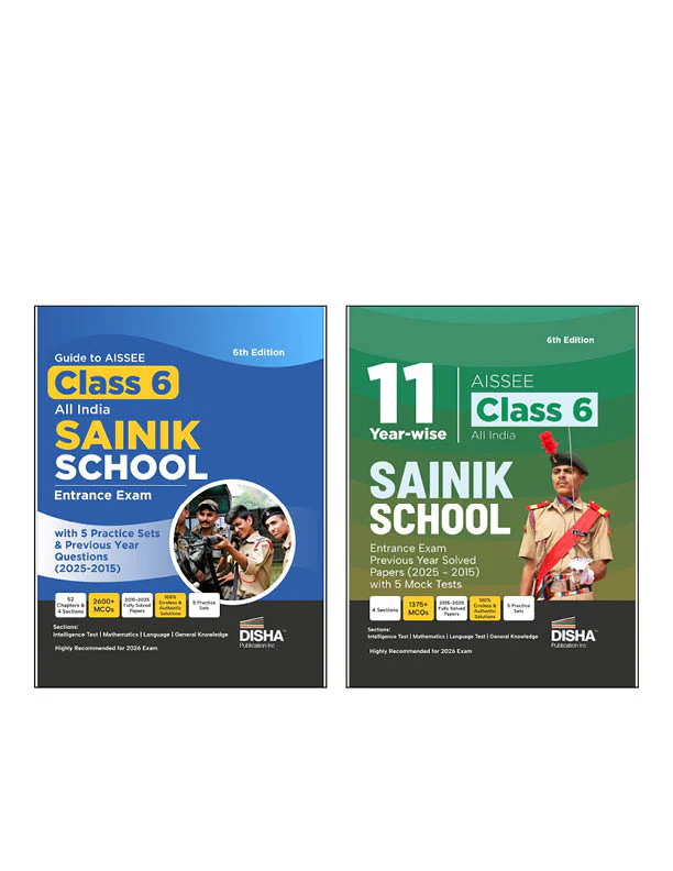 Disha Combo (set of 2 Books) Study Package for AISSEE Class 6 All India SAINIK School Entrance Exam - Guide + Previous Year Solved Papers + Practice Sets - 5th Edition | For 2026 Exam | PYQs
