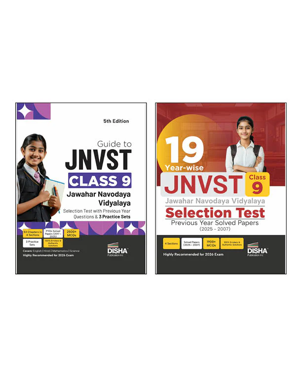 Disha Combo (set of 2 Books) Study Package for JNVST Class 9 Jawahar Navodaya Vidyalaya Selection Test - Guide + Previous Year Solved Papers + Practice Sets 5th Edition | For 2026 Exam | PYQs