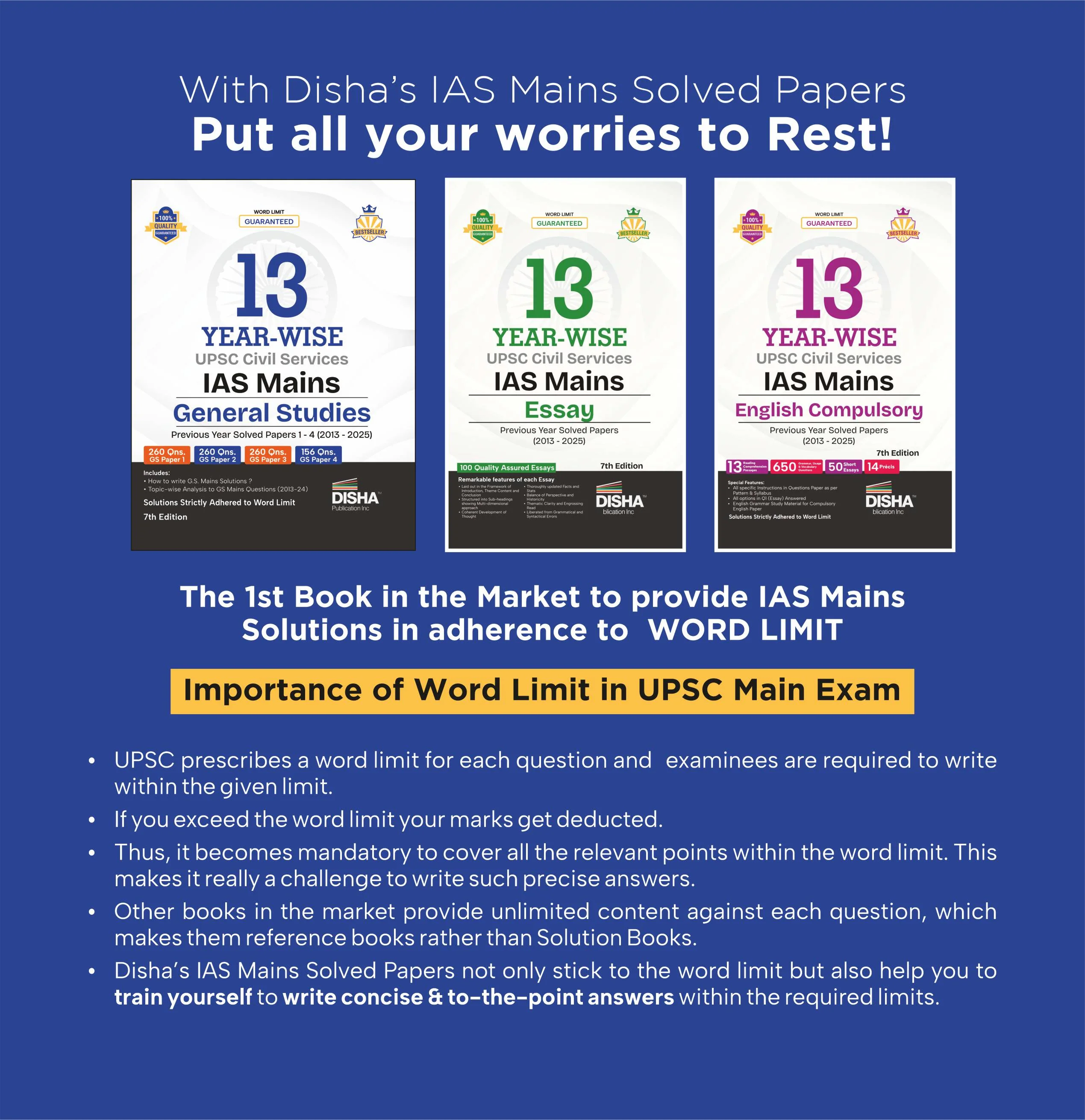 Disha Combo (set of 3 Books) 13 Year-wise UPSC Civil Services IAS Mains General Studies (Papers 1 - 4) + Essay + Compulsory English Previous Year Solved Papers (2013 - 2025) 7th Edn | For 2026 Exam - Image 2