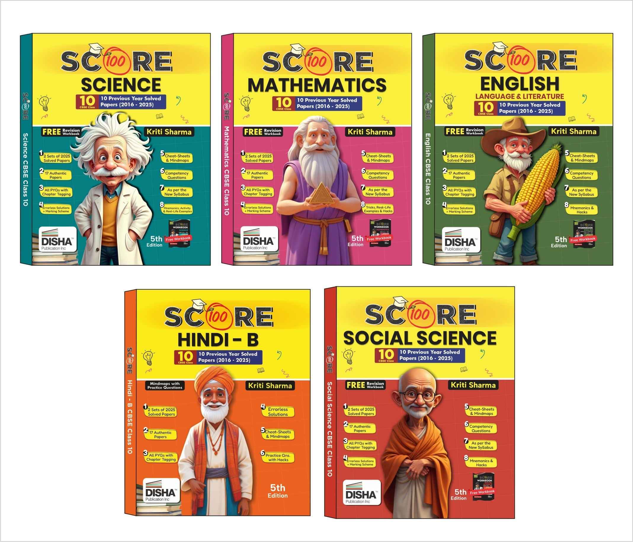 Disha (Set of 5 Books with 4 Workbooks) Score 100 Science, Mathematics (Standard), Social Science, Hindi B, English Language & Literature CBSE Class 10 - 10 Year-wise Solved Papers (2016 - 2025) | 2026 Exam - Image 7