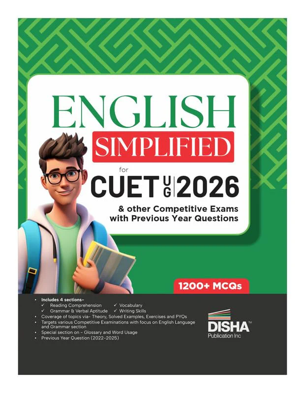 Disha English Simplified for CUET (UG) 2026 & other Competitive Exams with Previous Year Questions