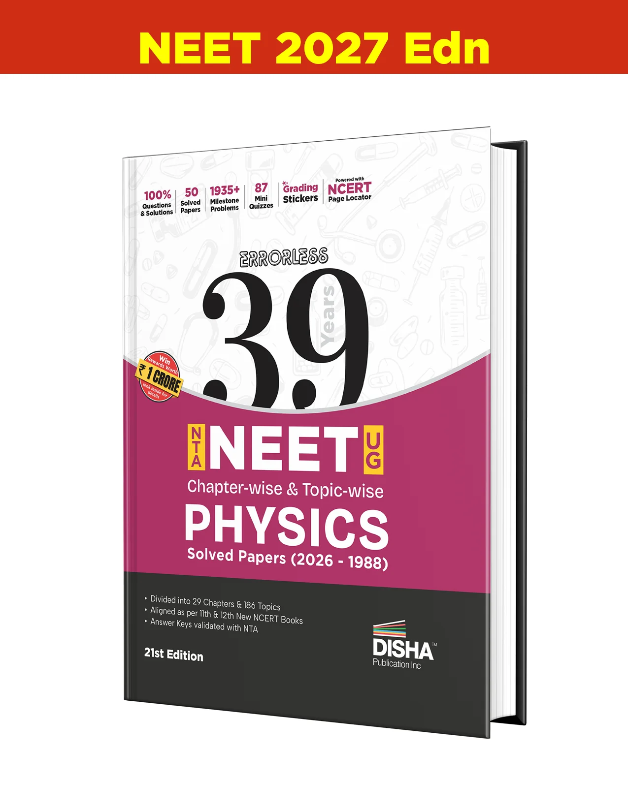 Disha Errorless 39 Years NTA NEET (UG) Chapter-wise & Topic-wise Physics NEET PYQ Book (2026 - 1988) 21st Edn | NEET Previous Year Solved Papers for 2027 Exam with 2026 Cancelled & Retest Paper - Image 2