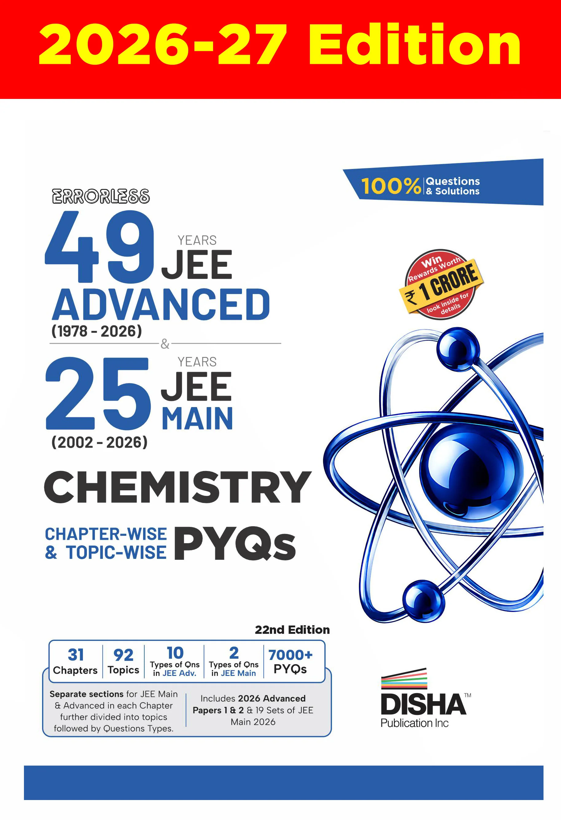 Disha Errorless 49 Years JEE Advanced (1978 - 2026) & 25 Year JEE Main (2002 - 2026) CHEMISTRY Chapter-wise & Topic-wise PYQs Book 22nd Edition | Solved Papers Question Bank in NCERT Flow for JEE 2026 - Image 2