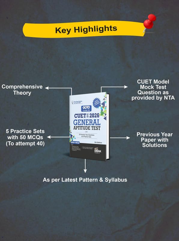 Disha GoTo Guide for CUET (UG) 2026 General AptitudeTest with 21 Previous Year Questions & 5 Practice Sets 5th Edition | PYQs & Practice Question Bank - Image 3