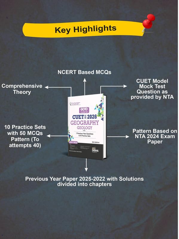Disha GoTo Guide for CUET (UG) 2026 Geography/ Geology with 7 Previous Year Questions & 10 Practice Sets 4th Edition | NCERT Coverage with PYQs & Practice Question Bank - Image 3