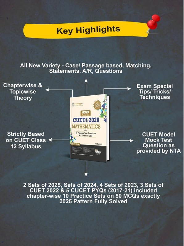 Disha GoTo Guide for CUET (UG) 2026 Mathematics with 16 Previous Year Questions & 10 Practice Sets 5th Edition | NCERT Coverage, PYQs & Practice Question Bank | MCQs, AR, MSQs & Passage Questions - Image 3