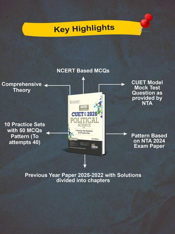 Disha GoTo Guide for CUET (UG) 2026 Political Science with 7 Previous Year Questions & 10 Practice Sets 5th Edition | NCERT Coverage with PYQs & Practice Question Bank - Image 2